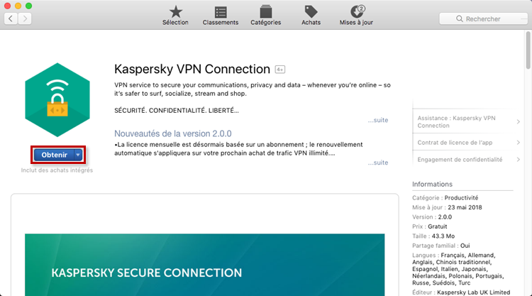 Télécharger Kaspersky Secure Connection for Mac