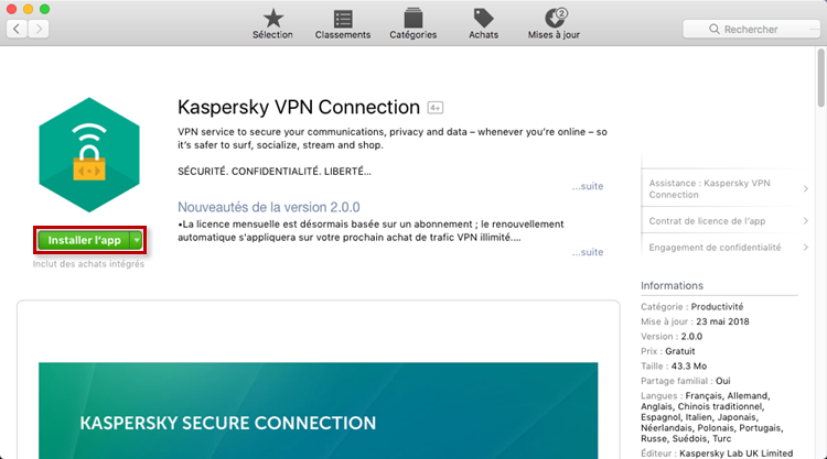 Télécharger Kaspersky Secure Connection for Mac