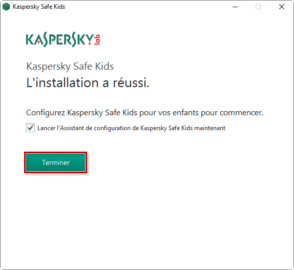 Terminer l'installation de Kaspersky Safe Kids