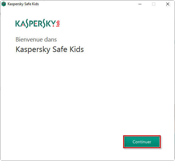 Continuer l'installation de Kaspersky Safe Kids