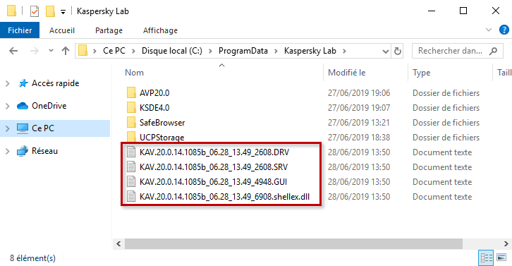 Emplacement des fichiers de traces de Kaspersky Anti-Virus 20
