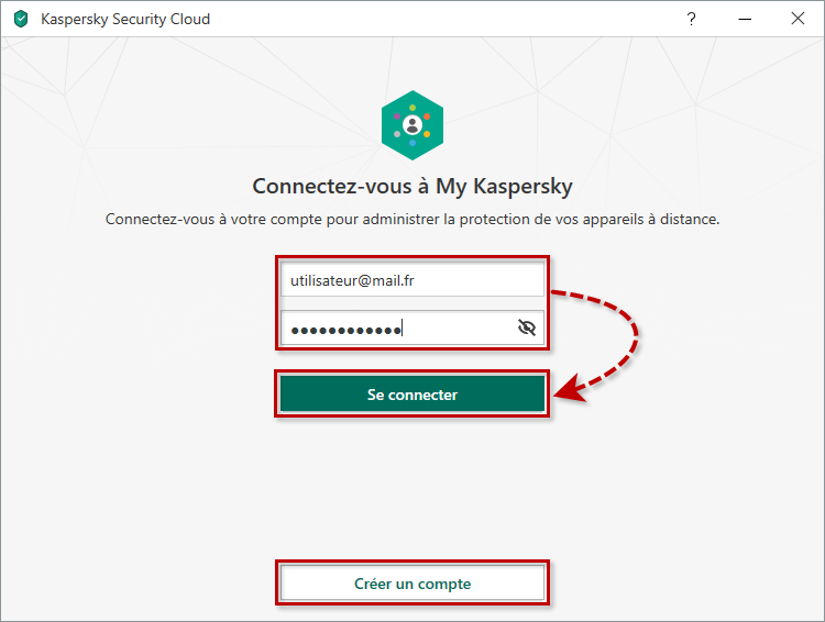 Se connecter à My Kaspersky après l'installation de Kaspersky Security Cloud 20