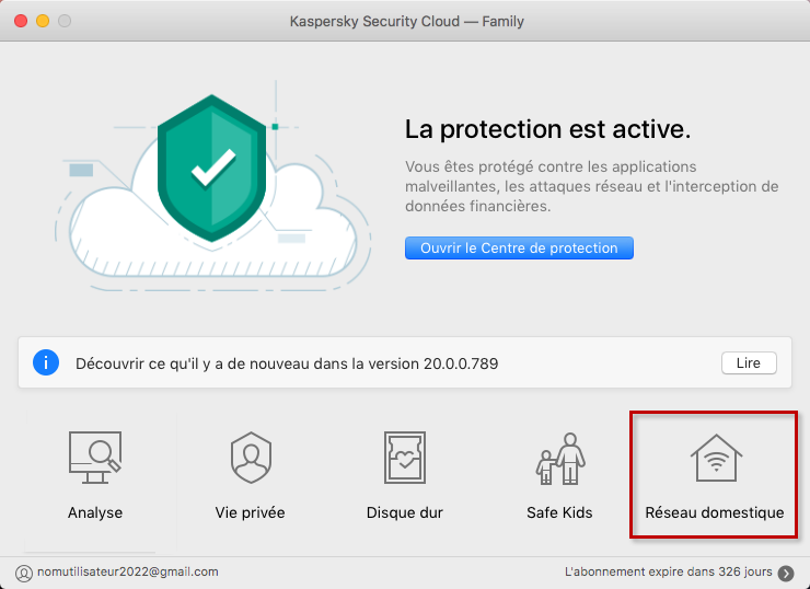 Consulter les appareils connectés au réseau domestique depuis Kaspersky Security Cloud 20 for Mac