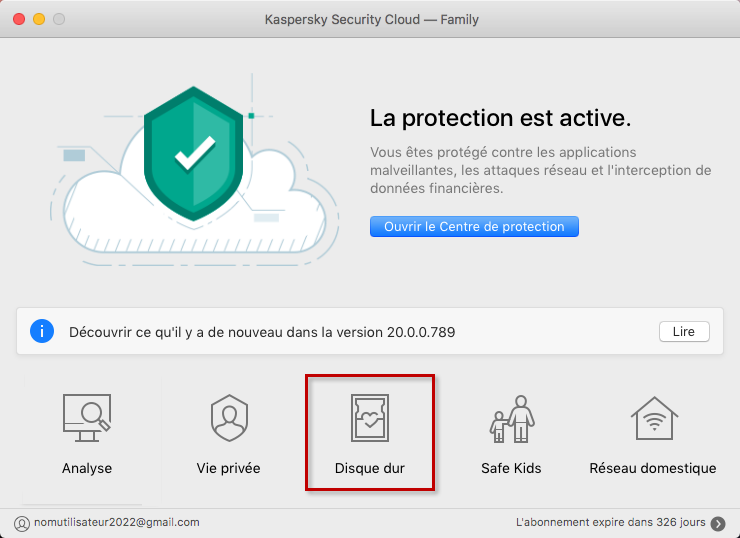 Accéder au diagnostic du disque dur dans Kaspersky Security Cloud 20