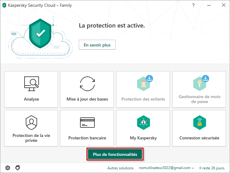 Accéder aux outils dans Kaspersky Security Cloud 20