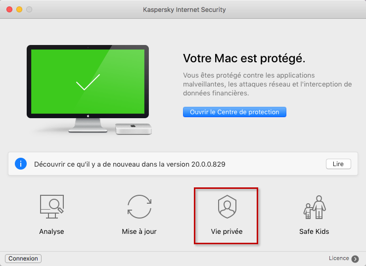 Accéder aux préférences de confidentialité dans Kaspersky Internet Security 20 for Mac