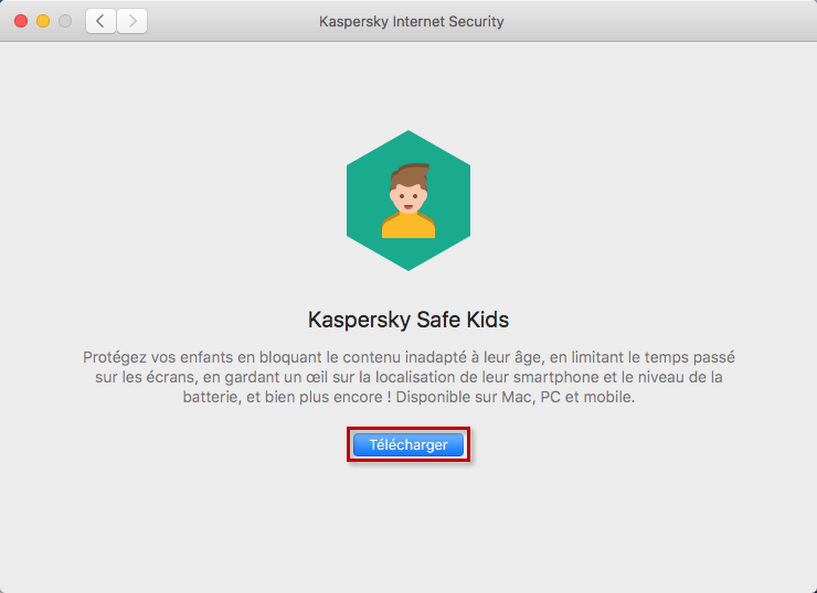 Télécharger Kaspersky Safe Kids depuis la fenêtre de Kaspersky Internet Security for Mac