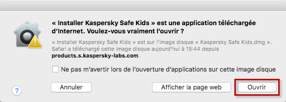 Continuer l'installation de Kaspersky Safe Kids