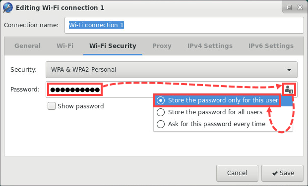 Modifier les paramètres du mot de passe pour une connexion Wi-Fi