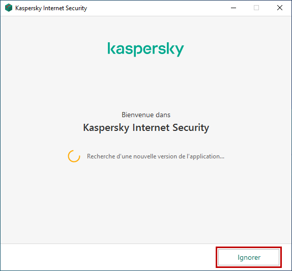 Recherche d'une nouvelle version lors de l'installation de Kaspersky Internet Security