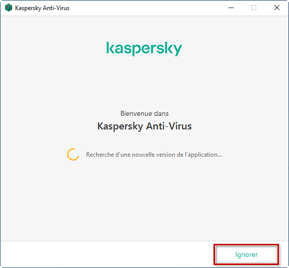 Recherche de la nouvelle version lors de l'installation de Kaspersky Anti-Virus