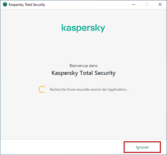 Recherche d'une nouvelle version lors de l'installation de Kaspersky Total Security
