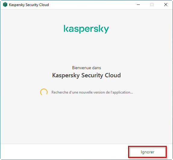 Recherche de la nouvelle version lors de l'installation de Kaspersky Security Cloud