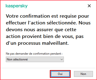Confirmer la modification des règles des paquets dans une application de Kaspersky