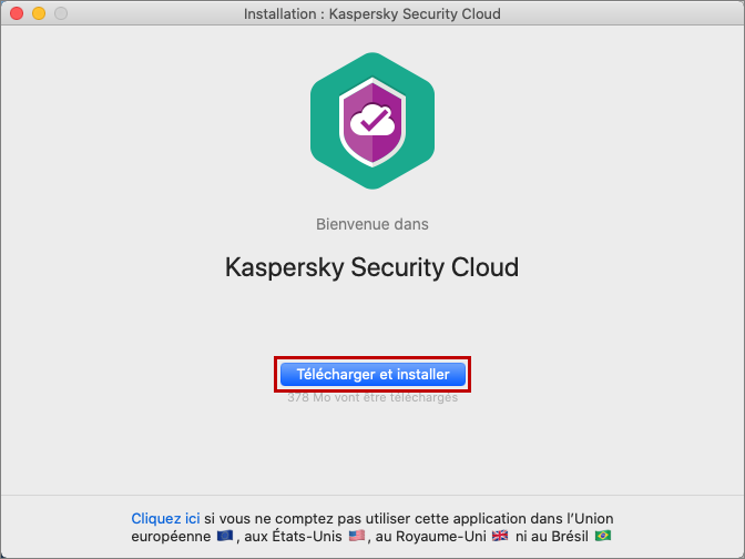 Lancer l'installation de Kaspersky Security Cloud for Mac