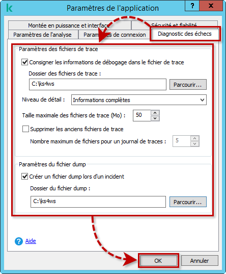 Activer le traçage dans Kaspersky Security 11.x for Windows Server