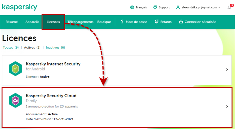 Partager la protection Kaspersky Security Cloud avec un autre utilisateur