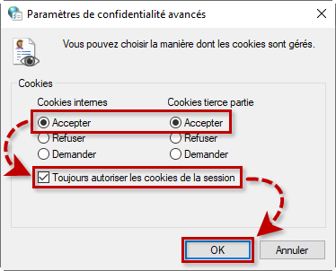 Autoriser les cookies dans Windows 10