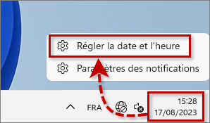 Accéder aux paramètres de la date et l'heure dans Windows 11