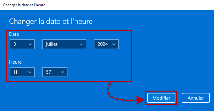 Définir la date et l'heure dans Windows 11.