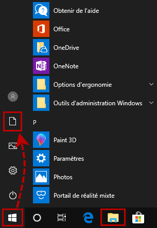Ouvrir le dossier dans Windows 10