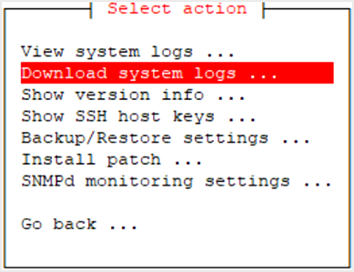 Sélectionner Download system logs dans l’interface de Kaspersky Anti Targeted Attack Platform