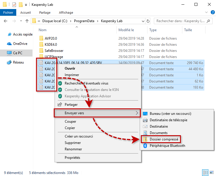 Compresser les fichiers dans une archive à l'aide des outils de Windows 10