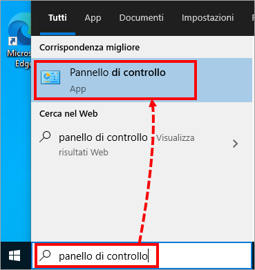 Apertura del Pannello di controllo in Windows 10