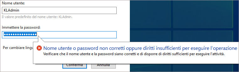 Entering the password for a Kaspersky application