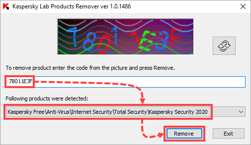 Uninstalling a Kaspersky application using the kavremover tool