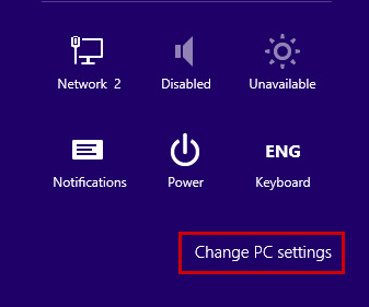 Modifica delle impostazioni del PC in Windows 8 e 8.1.