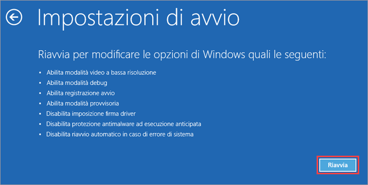 Conferma del riavvio del PC in Windows 10.