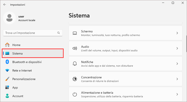 Apertura delle impostazioni "Aggiornamento e sicurezza" in Windows 11.