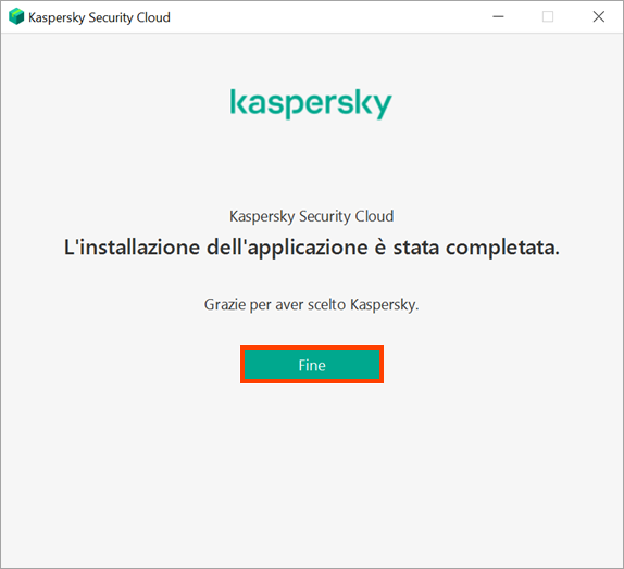 Fai clic su Fine per avviare Kaspersky Security Cloud
