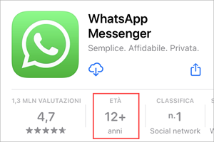 Pagina di WhatsApp nell'App Store.