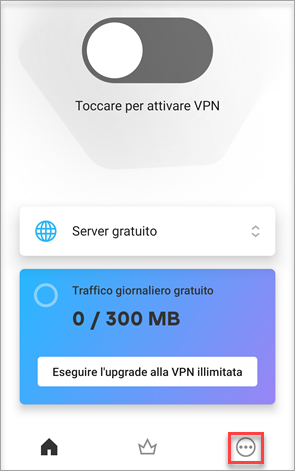 Apertura delle impostazioni di Kaspersky VPN Secure Connection for Android
