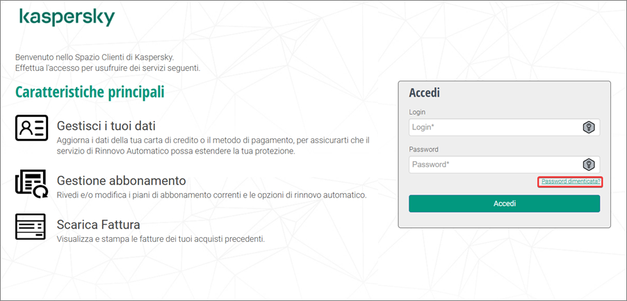 Schermata di accesso al portale Nexway Customer.