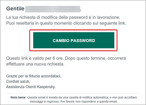 Conferma cambiamento password per l'account Nexway Customer.