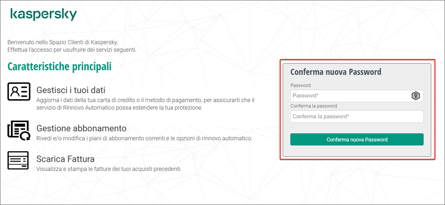 Inizializzazione delle credenziali per l'account Nexway Customer.