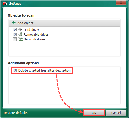Kaspersky RannohDecryptor を使用して Trojan-Ransom.Win32.Rannoh で