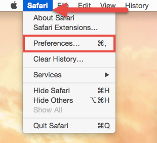 Image: open Safari Preferences window