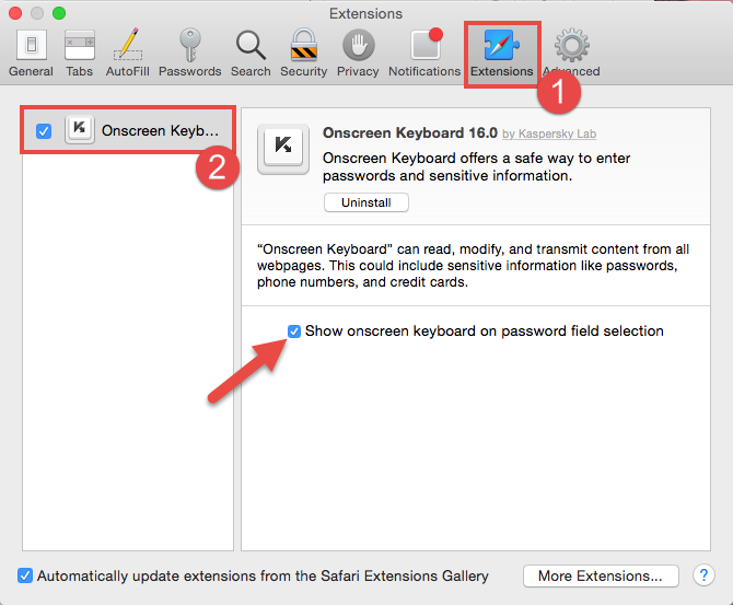 Image: how to enable show onscreen keyboard on password field selection automatically in Safari