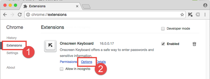 Image: how to show virtual keyboard on password field selection automatically in Google Chrome