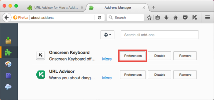 Image: open Onscreen keyboard in Mozilla Firefox