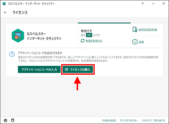 Purchasing the license for Kaspersky Internet Security 20