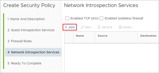 Adding the Network Threat Protection component to the NSX security policy