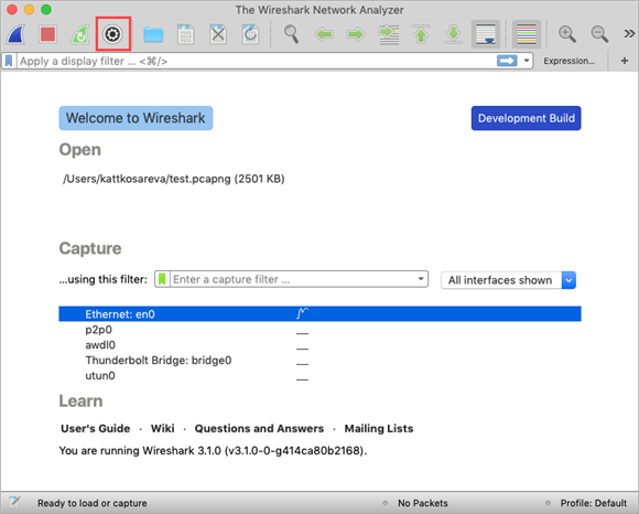 Getting started with Wireshark application
