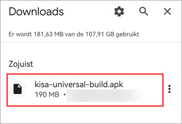 Downloads map met Kaspersky for Android .apk-bestand