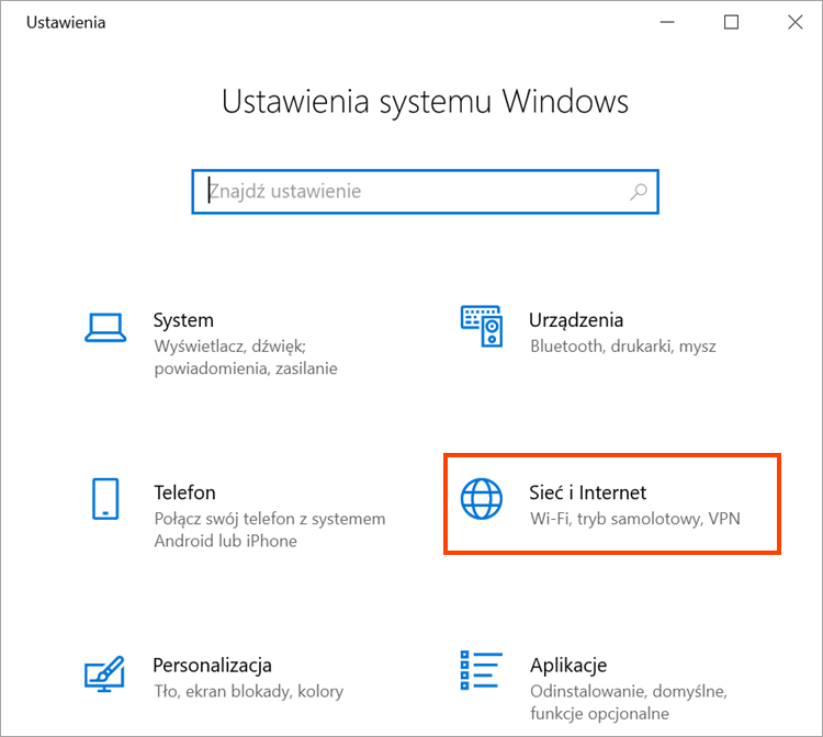Ustawienia sieci w systemie Windows 10