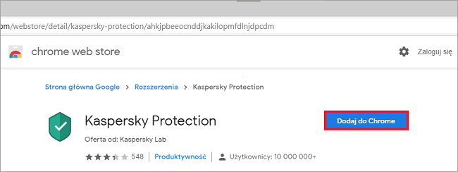 Instalowanie rozszerzenia Kaspersky Protection w przeglądarce Edge opartej o Chromium